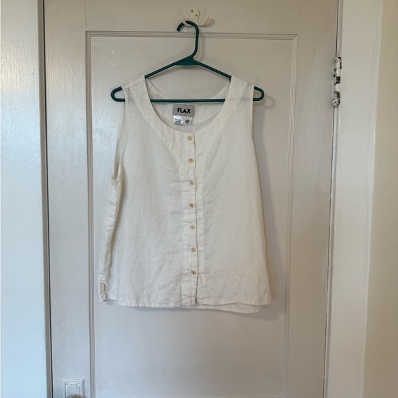 Flax Cream Linen Button Up Tank - Size L - Picture 1 of 3